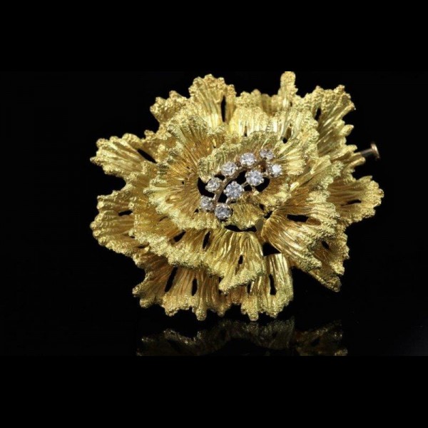 Broche fleur jaune et diamants