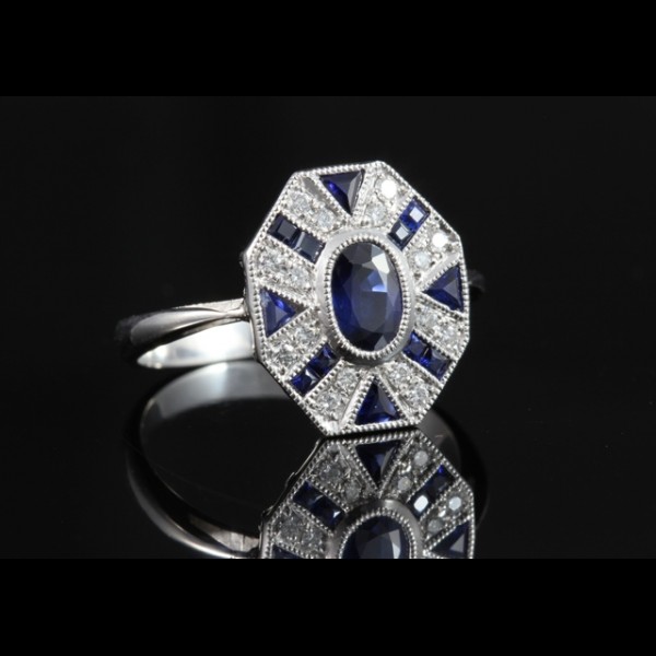 Bague saphirs et diamants